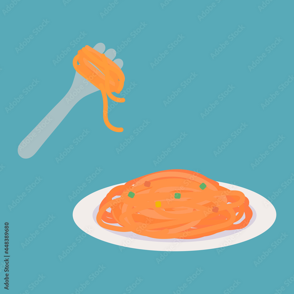 シンプルでかわいいナポリタンスパゲティのイラスト Stock Vector Adobe Stock