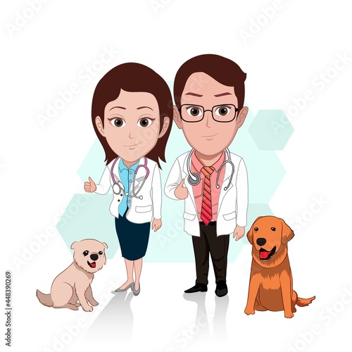Cartoon carricature of a couple veterinarian