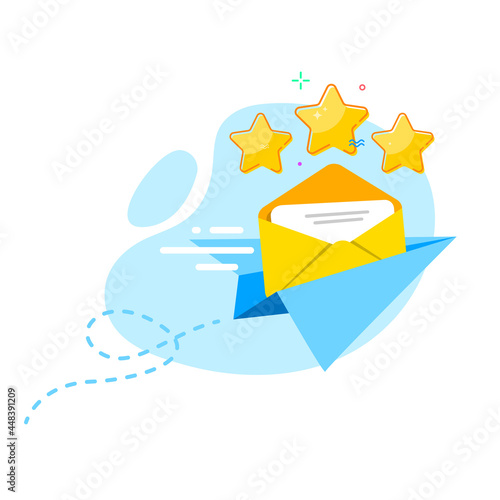 send feedback message, give opinion or rate, customer review rating concept illustration flat design vector eps10. modern graphic element for landing page, empty state ui, infographic, icon