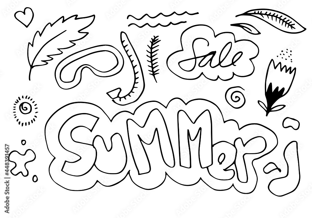 Set of Summer Sale Doodle Collection.vector illustration. Set of Summer Sale Doodle Collection.vector illustration.