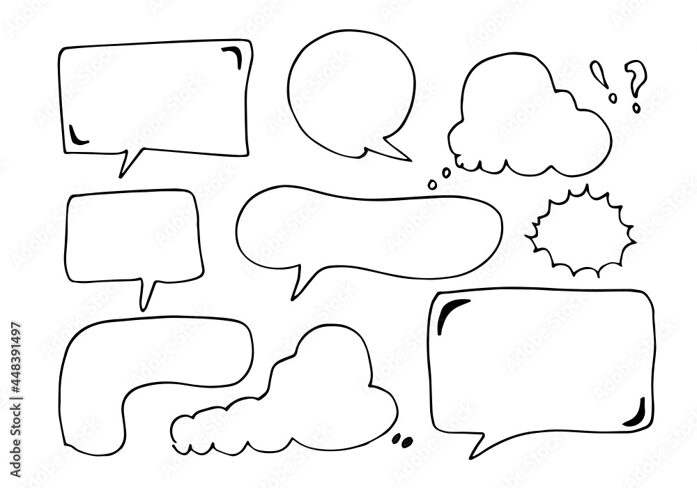 Fototapeta premium Set of hand drawn sketch Speach bubbles. Vector illustration