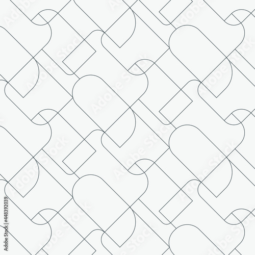 Geometric vector pattern, repeating thin linear square diamond shape and rectangle with rounded angles. Clean design for fabric wallpaper painted. Pattern is on swatches panel