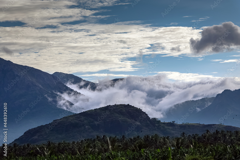 Fototapeta premium Wonderful view of the clouds from Alsoda mountains in Abha city southern Part of Saudi Arabia.