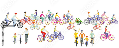 Gruppe von Radfahrer mit dem Fahrrad, Illustration
