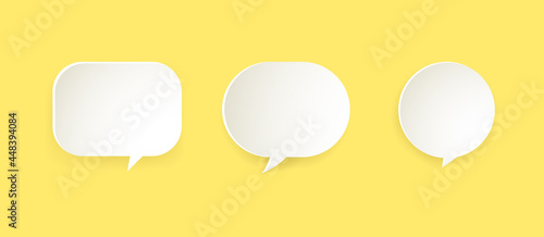 Communication bubbles in paper style on yellow background