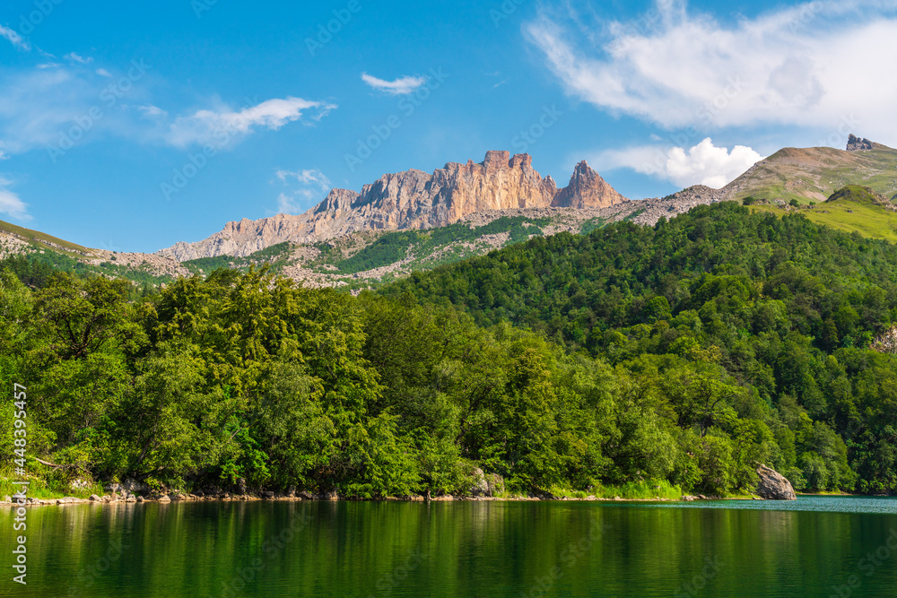 View on mountain lake MaralGol in Azerbaijan View on mountain lake MaralGol in Azerbaijan