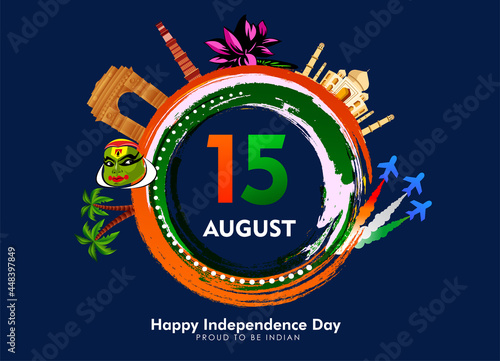 vector illustration of 15th August india Happy Independence Day.