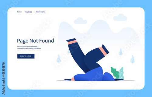 Modern Flat Design Concept, Man Falling Into The Hole. Page Not Found For Website And Mobile Site. Empty State