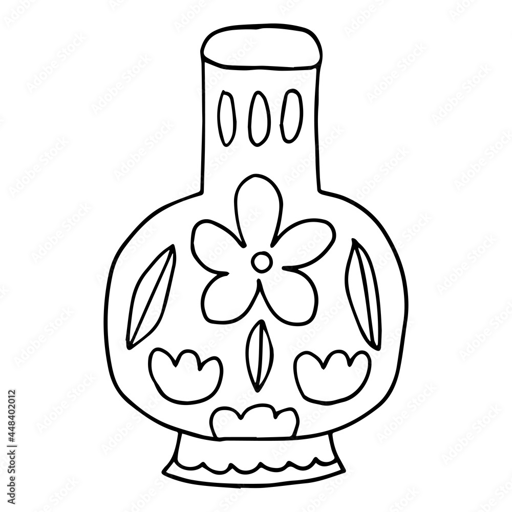 Cute cartoon doodle empty flowerpot isolated on white background. Sketch of a vase. Cute cartoon doodle empty flowerpot isolated on white background. Sketch of a vase.