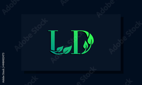 Minimal leaf style Initial LD logo