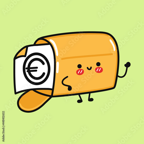 Cute funny mailbox character. Vector hand drawn cartoon kawaii character illustration icon. Isolated on green background. Mailbox character concept