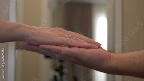 The boy and girl holding hands