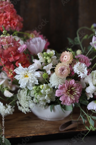 Wallpaper Mural Floral arrangement of summer garden flowers in pastel shades on the table. English floristry. Still life. Torontodigital.ca