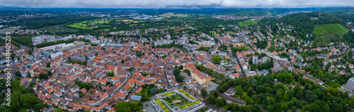 Aerial view of the old town of Durlach beside Karlsruhe in Germany. On a cloudy day in spring © GDMpro S.R.O