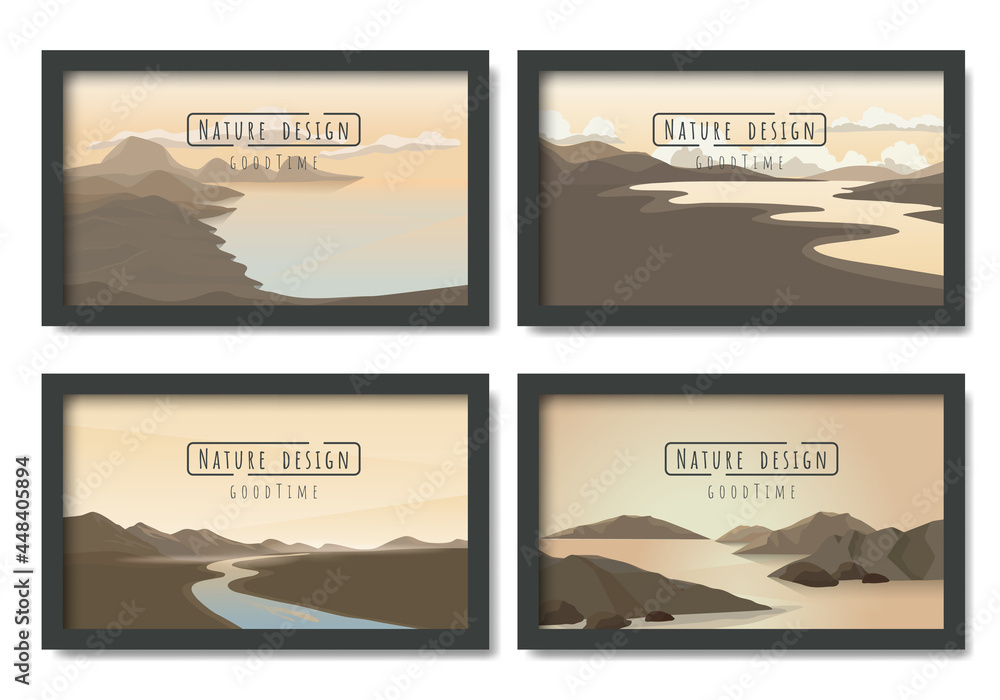 Mountain vector landscapes in a flat style.