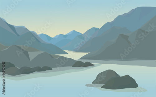 landscape wallpaper , illustration Minimalist style.