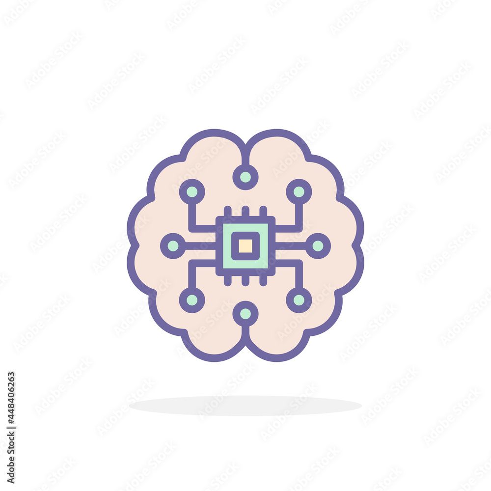 Artificial intelligence icon in filled outline style. Artificial intelligence icon in filled outline style.