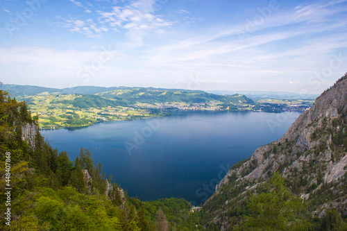 Lake Traunsee seen from Gmundnerberg  Salzkammergut  Upper Austria  Austria