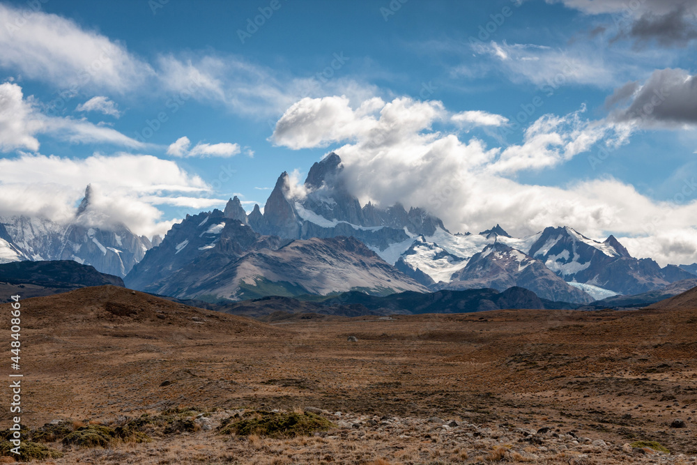 Mount Fitz Roy cerro. Los glaciares National Park, El Chalten, Patagonia Argentina. South america best travel destination for climbing and hiking in the mountains.	
