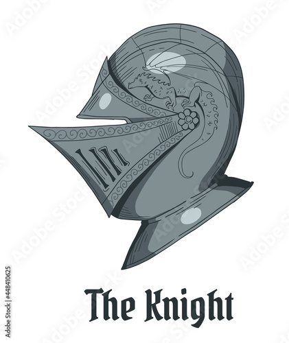 colored graphic helmet, medieval armour