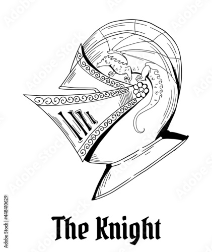black and white graphic helmet, medieval armour
