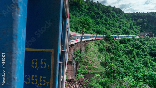 Views from the train crossing the Hai Van Mountain Pass in Central Vietnam, one of the most scenics views of the country.