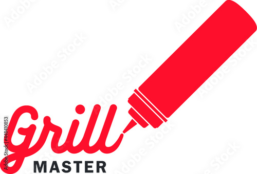 Vector illustration of the Grill master ketchup writing