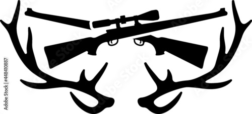 Vector illustration of the deer hunting sniper rifles