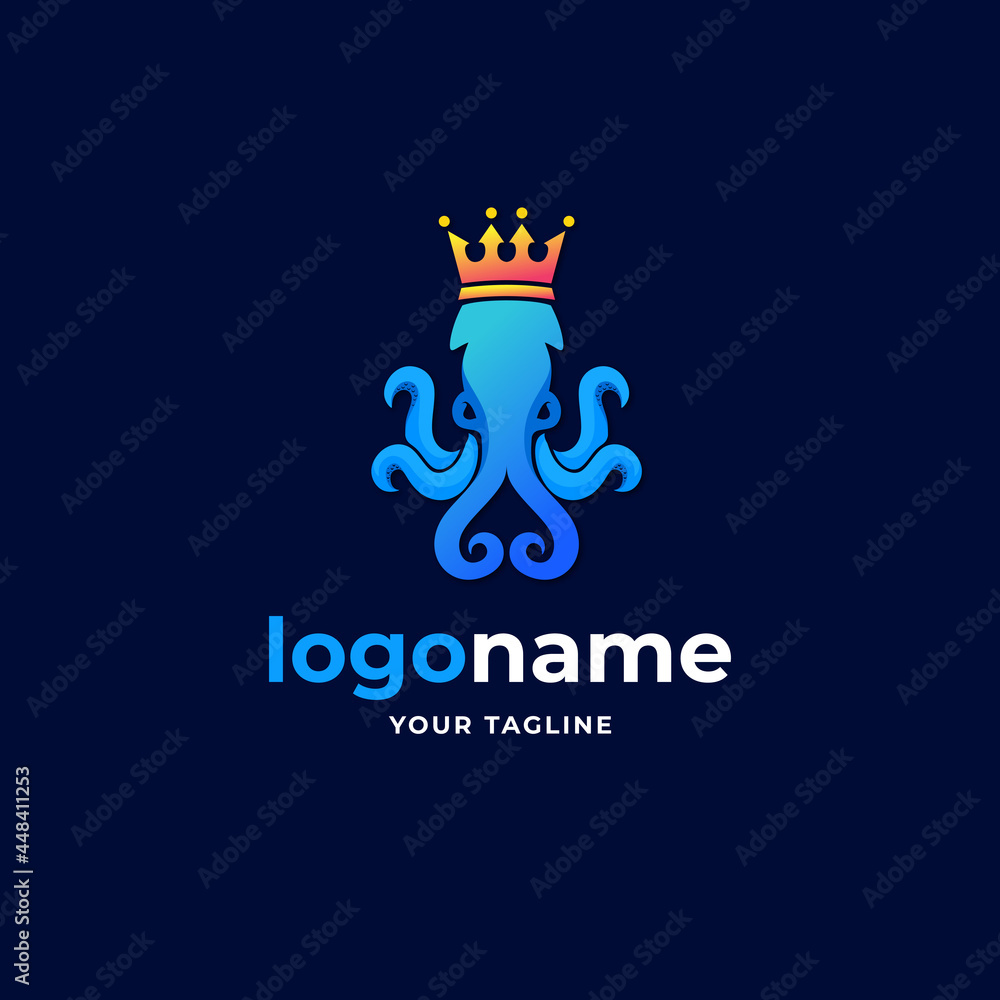 abstract squid octopus king kraken gradient minimalist logo abstract squid octopus king kraken gradient minimalist logo