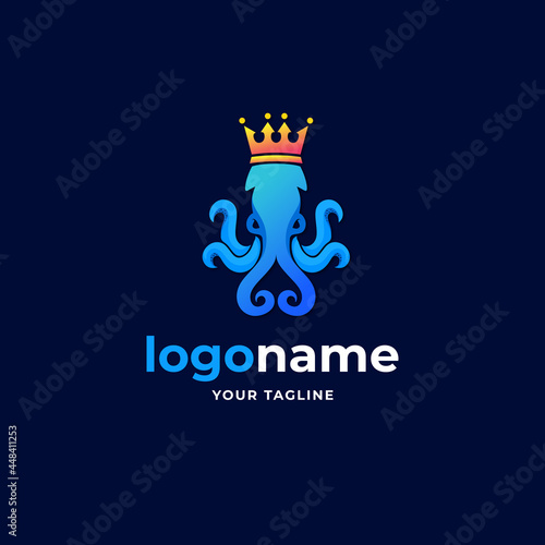 abstract squid octopus king kraken gradient minimalist logo
