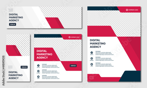 Set of Editable Instagram post template modern background. Promotional web banner for company business. professional business instagram stories. webinar banner sale ads and discount promo