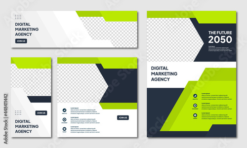 Set of Editable Instagram post template modern background. Promotional web banner for company business. professional business instagram stories. webinar banner sale ads and discount promo