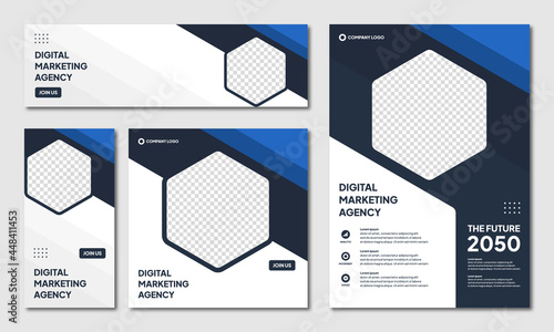 Set of Editable Instagram post template modern background. Promotional web banner for company business. professional business instagram stories. webinar banner sale ads and discount promo