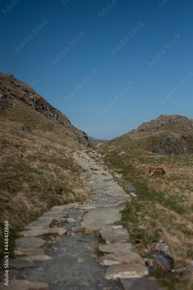Rocky trail on miners track leading to Snowdon
