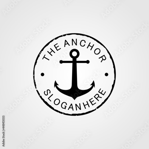 Anchor Hipster Vintage Retro Circular Rustic Stamp Hand Drawn Boat Ship Marine Navy Nautical logo design