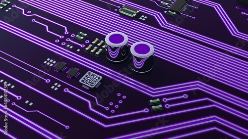 Abstract video of the rivalry of processors, the 4G and 5G generations.