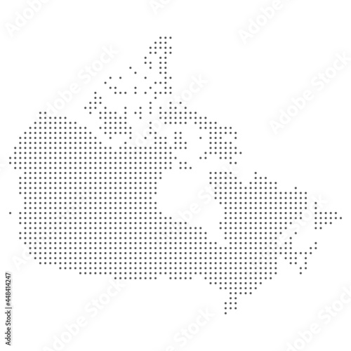Map of Canada. Silhouette of Canada country map. Halftone dots Vector illustration.