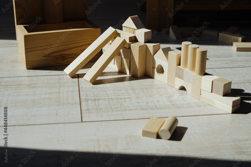 Wooden children's construction kit. Toys made of eco-friendly material. Wooden children's construction kit. Toys made of eco-friendly material.