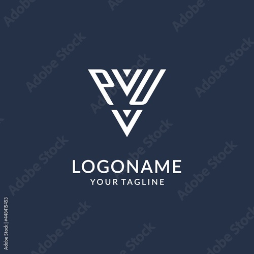 PU triangle monogram logo design ideas, creative initial letter logo with triangular shape logo