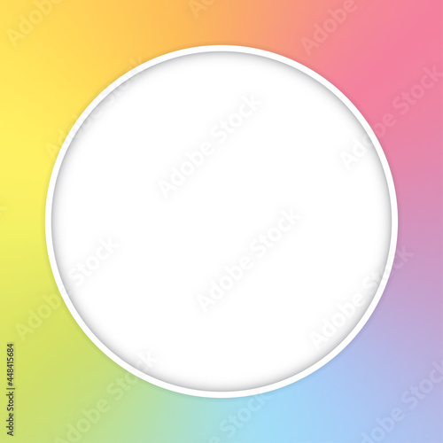 Round frame on unicorn rainbow background