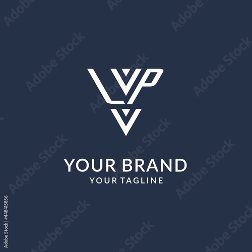 LP triangle monogram logo design ideas, creative initial letter logo with triangular shape logo