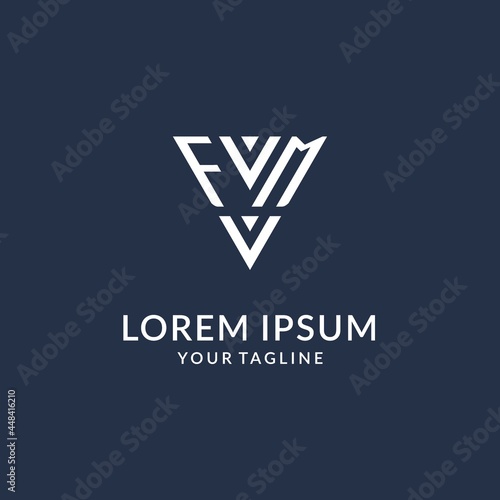 FM triangle monogram logo design ideas, creative initial letter logo with triangular shape logo