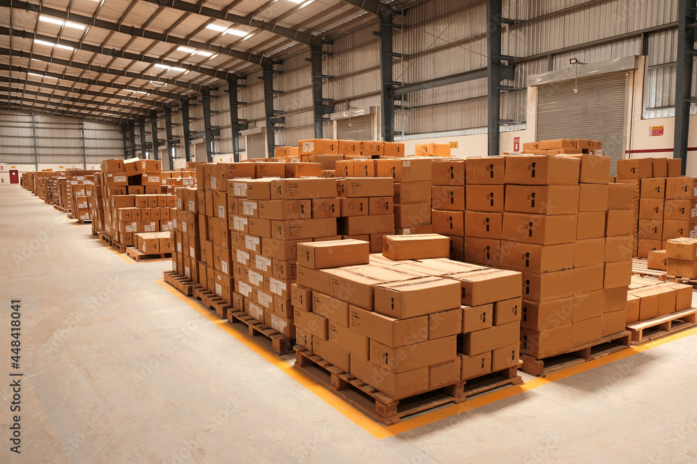 Warehouse, package shipment, freight transportation and delivery concept, cardboard boxes on pallet. Warehouse, package shipment, freight transportation and delivery concept, cardboard boxes on pallet.
