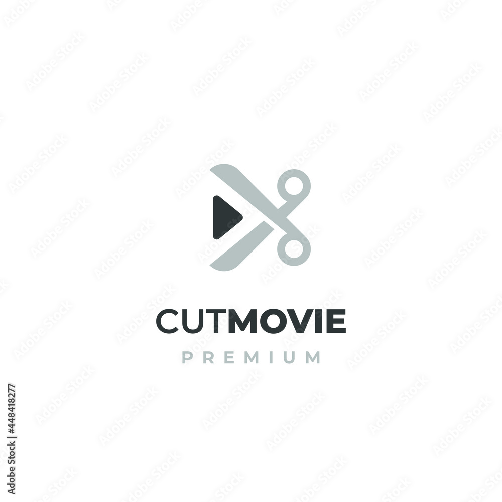 Cut Movie Video Play Solid Simple Modern Icon Logo Design Vector Cut Movie Video Play Solid Simple Modern Icon Logo Design Vector