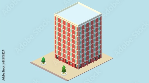 Isometric isolated vector building apartment.