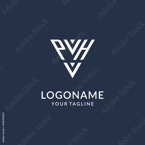 PH triangle monogram logo design ideas, creative initial letter logo with triangular shape logo
