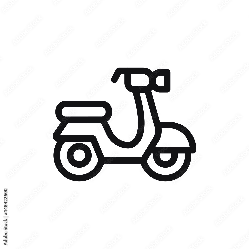Scooter, motorcycle thin line, outline icon on a white background. Travel related icon. EPS Vector