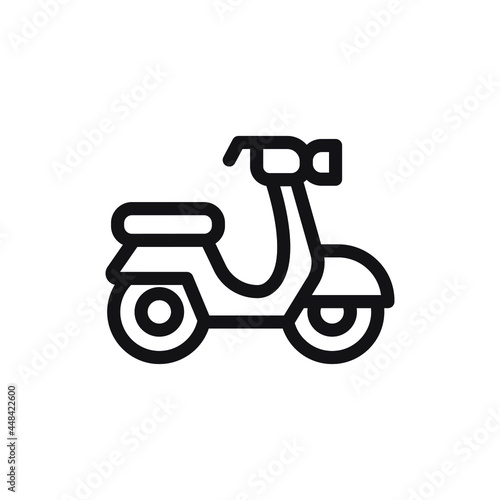 Scooter  motorcycle thin line  outline icon on a white background. Travel related icon. EPS Vector