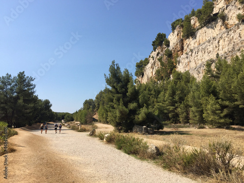 The beginning of the hiking footpath at Port-Miou towards the three big Cassis calanques: Calanque de Port-Miou, Calanque de Port-Pin and Calanque d'en Vau.