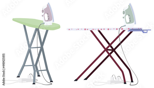 Ironing board with iron. Illustration for internet and mobile website.
